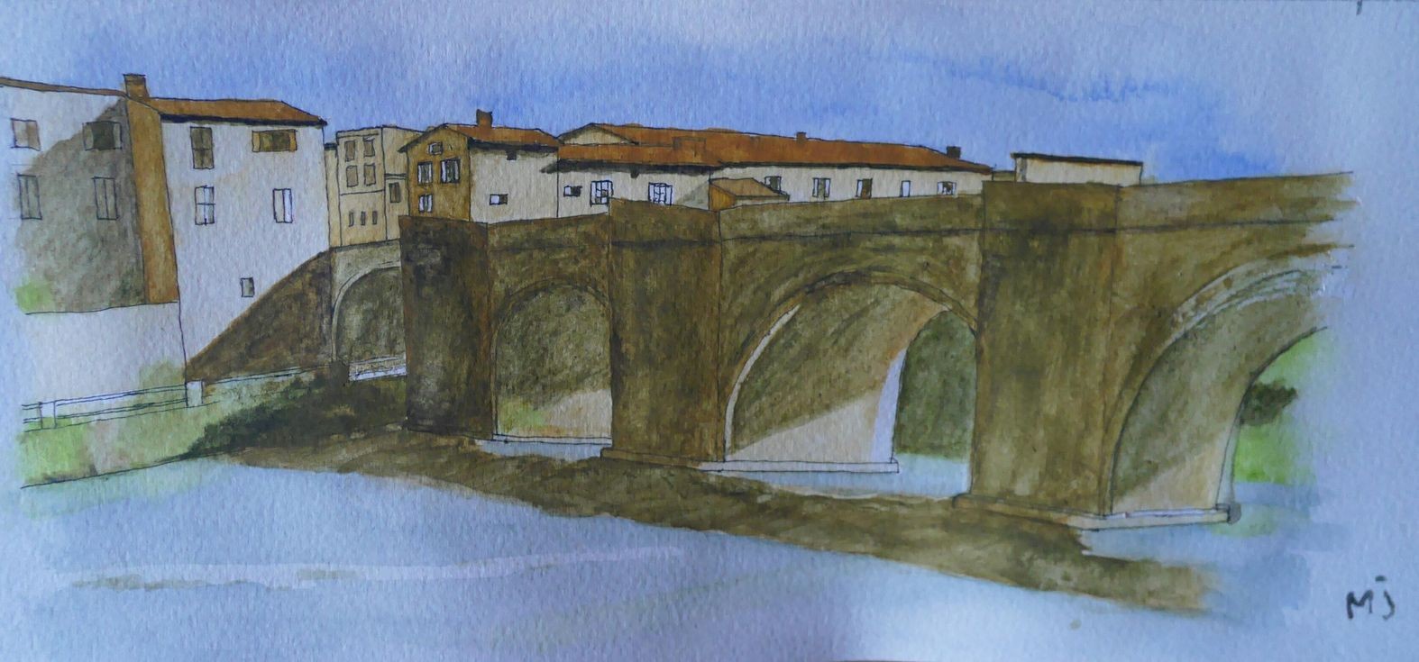 Marie jo pont de limoux croquis aquarelle 05 2020