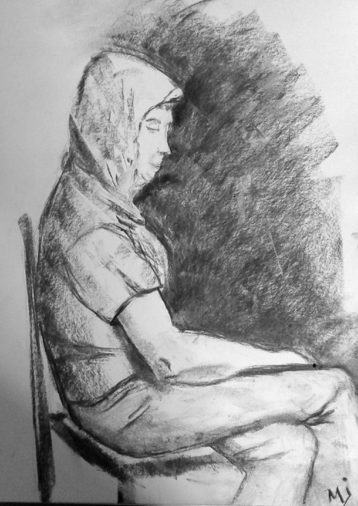 Marie-Jo portrait fusain 25-03-2017