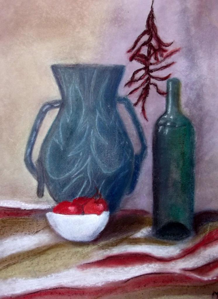 Marie-Jo tomates et vase Pastel sec décembre 2016