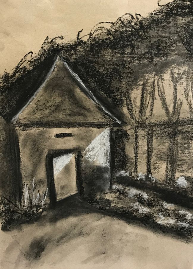 Michèle le cabanon 2 fusain et pastel 12-10-2019