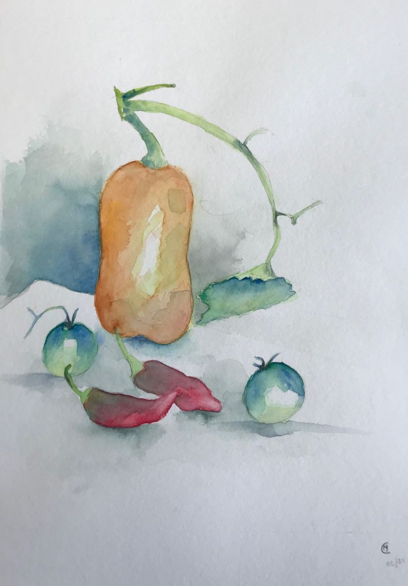 Monique c butternut et le gumes d e te aquarelle 03 2021