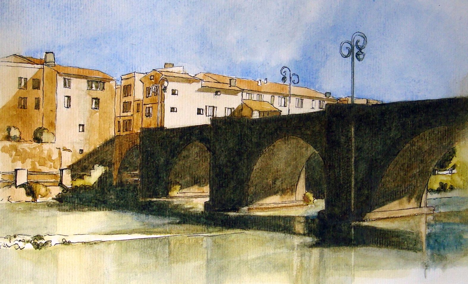 Nicole pont de limoux croquis aquarelle 05 2020