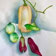 Rose marie butternut et le gumes d e te aquarelle 03 2021