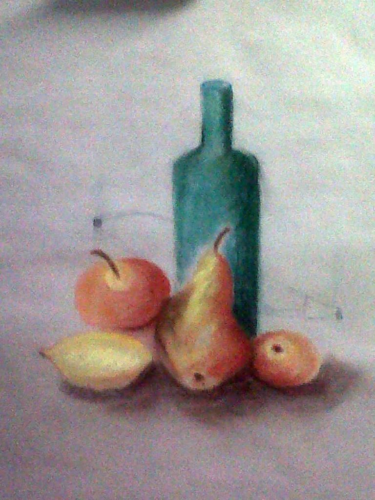 Rose-Marie fruits et bouteille pastel sec 23-11-2013